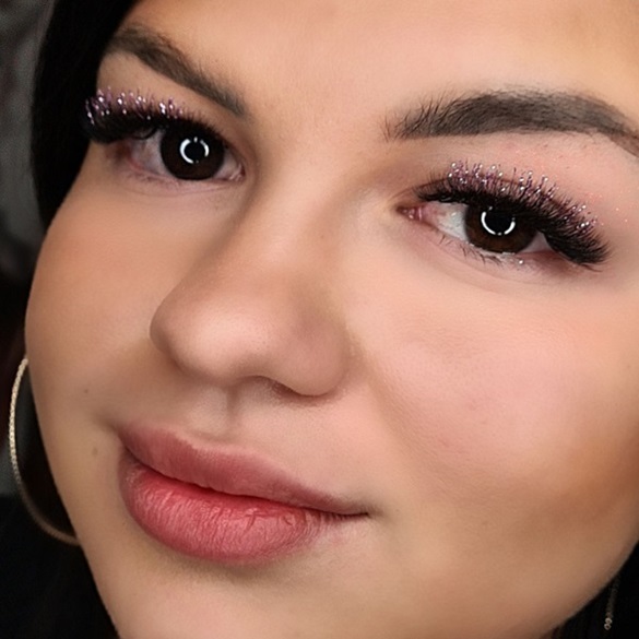 Glitzereffekt Rosa für Wimpernverlängerung